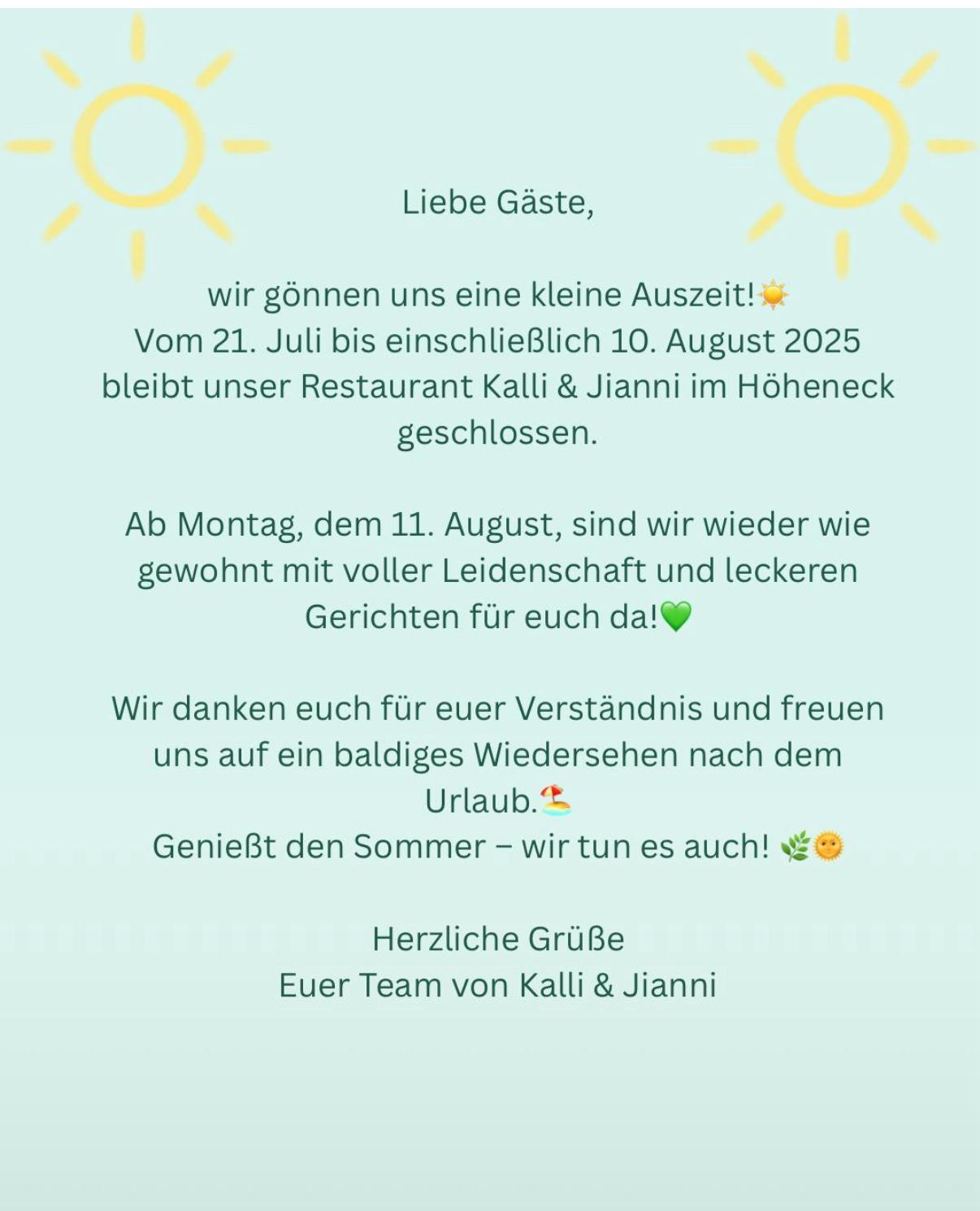 Wir machen Urlaub vom 21.07. - 10.08.2025